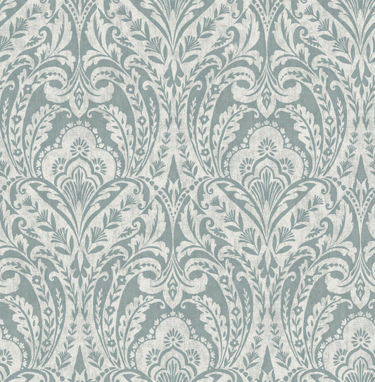 A-Street Prints Haberdashery Berkshire Damask Wallpaper - Denim