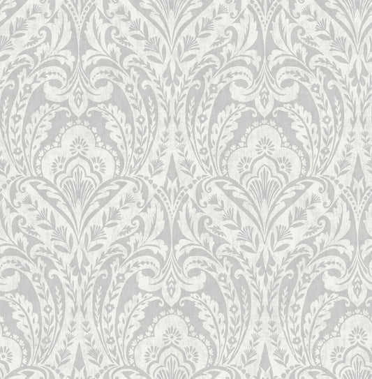 A-Street Prints Haberdashery Berkshire Damask Wallpaper - Grey