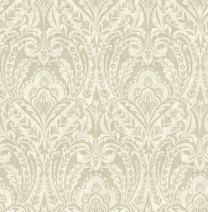 A-Street Prints Haberdashery Berkshire Damask Wallpaper - Beige