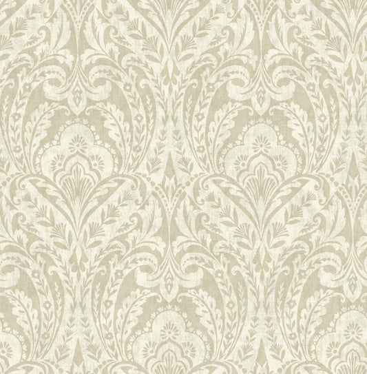 A-Street Prints Haberdashery Berkshire Damask Wallpaper - Beige