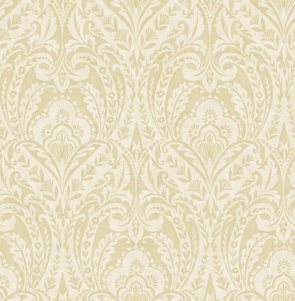 A-Street Prints Haberdashery Berkshire Damask Wallpaper - Butter