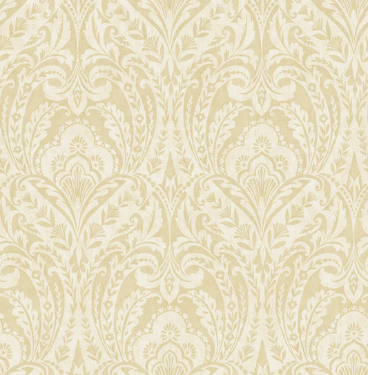 A-Street Prints Haberdashery Berkshire Damask Wallpaper - Butter