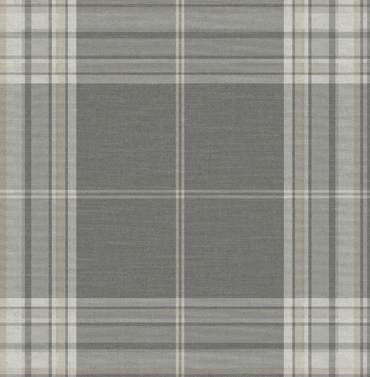 A-Street Prints Haberdashery Westley Plaid Wallpaper - Grey