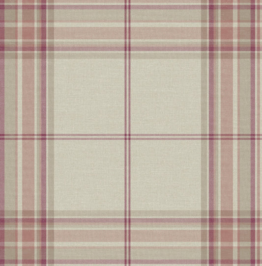 A-Street Prints Haberdashery Westley Plaid Wallpaper - Magenta