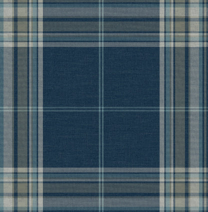 A-Street Prints Haberdashery Westley Plaid Wallpaper - Navy