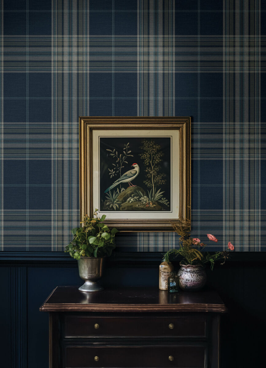 A-Street Prints Haberdashery Westley Plaid Wallpaper - Navy