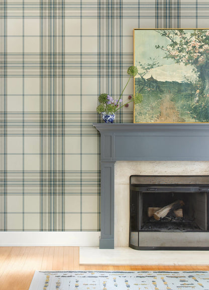 A-Street Prints Haberdashery Westley Plaid Wallpaper - Moss