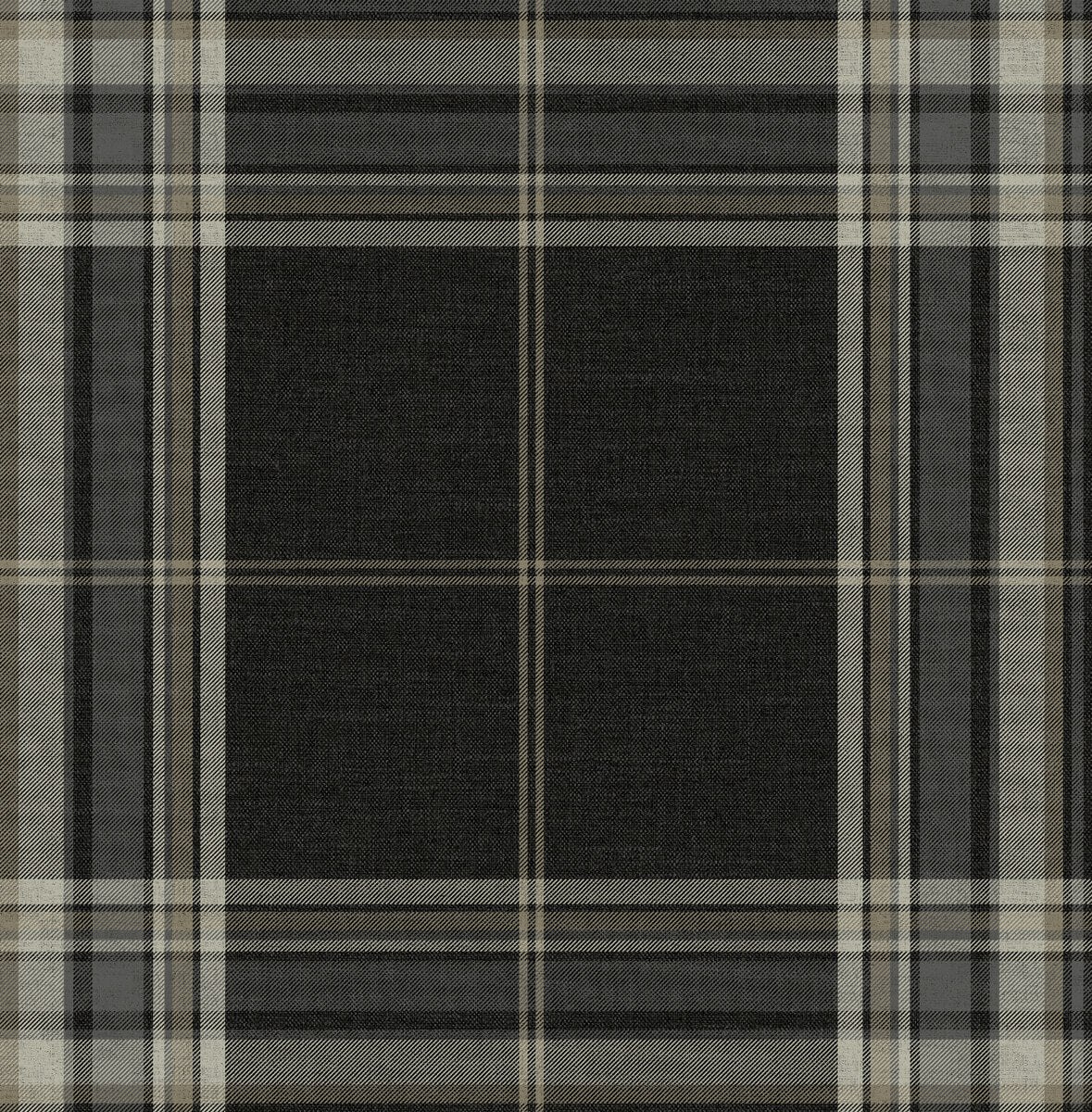 A-Street Prints Haberdashery Westley Plaid Wallpaper - Black