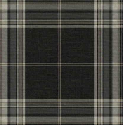 A-Street Prints Haberdashery Westley Plaid Wallpaper - Black