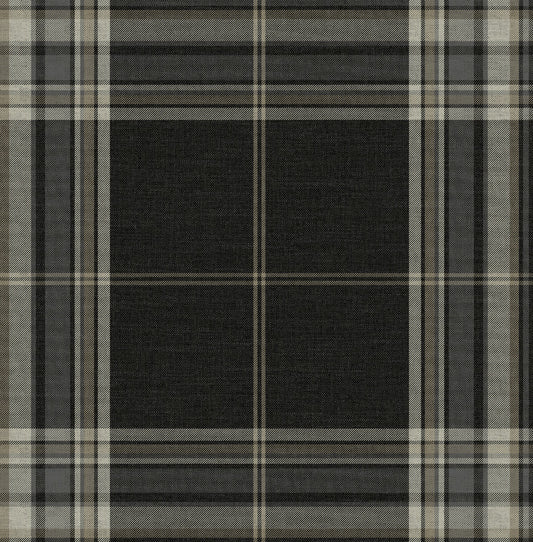 A-Street Prints Haberdashery Westley Plaid Wallpaper - Black