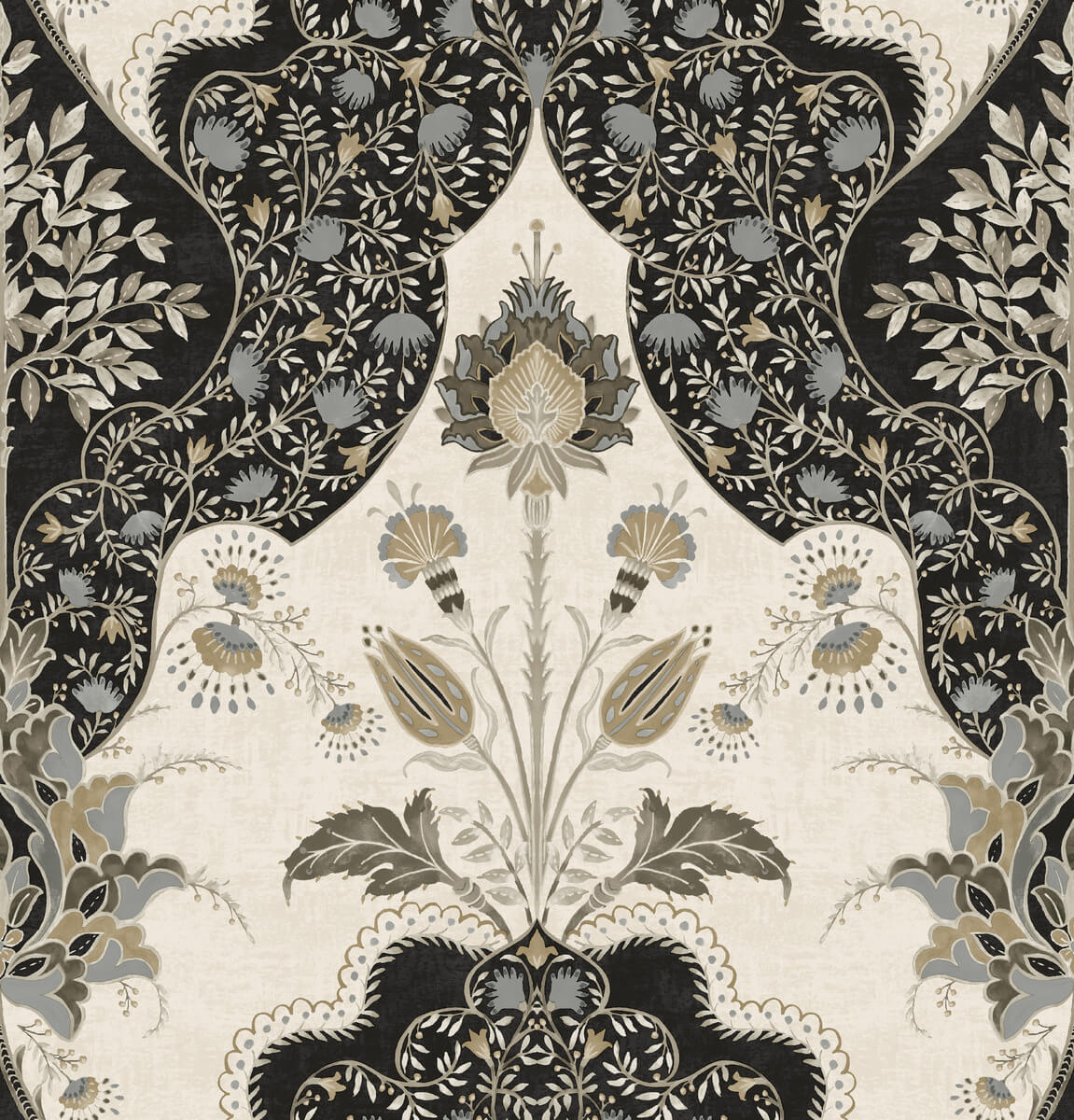 A-Street Prints Haberdashery Auden Grandeur Wallpaper - Black