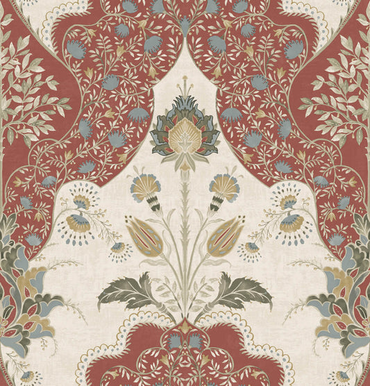 A-Street Prints Haberdashery Auden Grandeur Wallpaper - Ruby