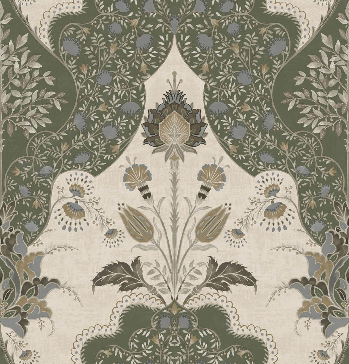 A-Street Prints Haberdashery Auden Grandeur Wallpaper - Green