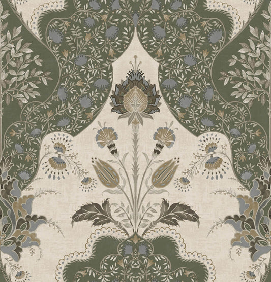 A-Street Prints Haberdashery Auden Grandeur Wallpaper - Green