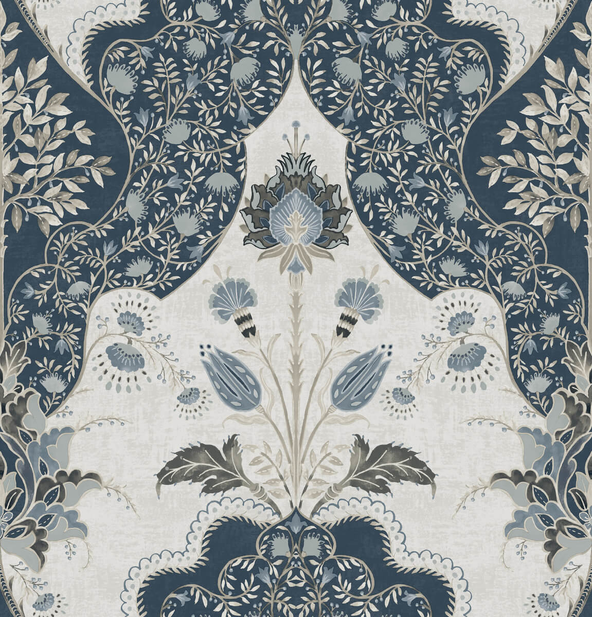 A-Street Prints Haberdashery Auden Grandeur Wallpaper - Dark Blue