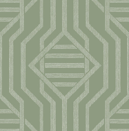 A-Street Prints Haberdashery Essex Geometric Wallpaper - Green