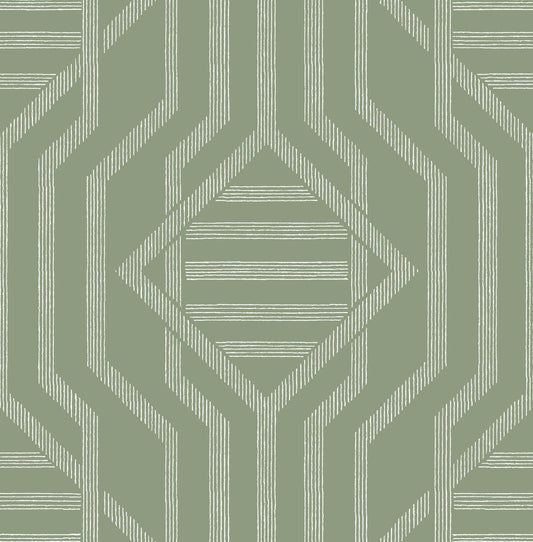 A-Street Prints Haberdashery Essex Geometric Wallpaper - Green