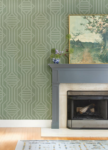 A-Street Prints Haberdashery Essex Geometric Wallpaper - Green