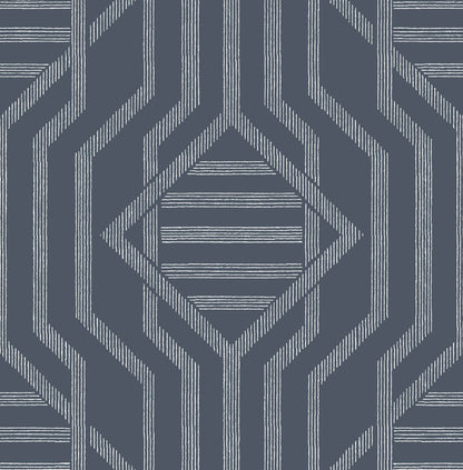 A-Street Prints Haberdashery Essex Geometric Wallpaper - Navy