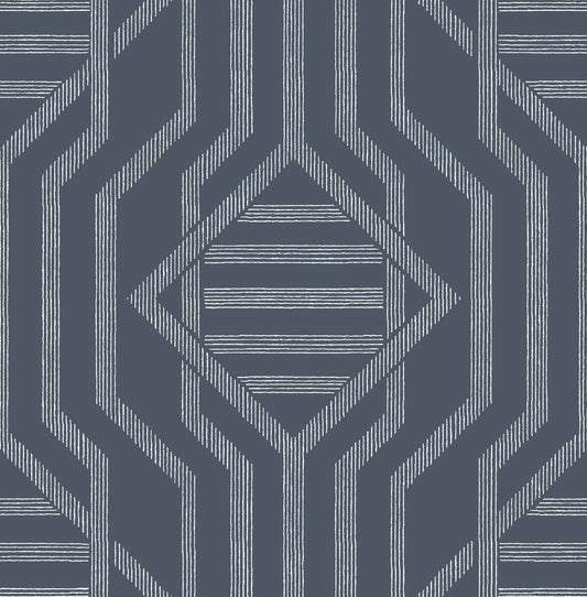 A-Street Prints Haberdashery Essex Geometric Wallpaper - Navy