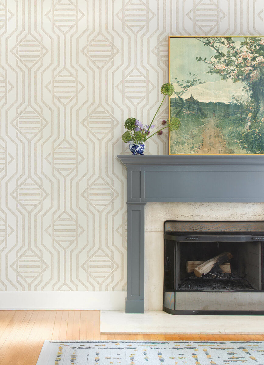 A-Street Prints Haberdashery Essex Geometric Wallpaper - Wheat