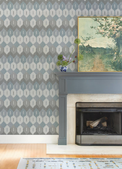 A-Street Prints Haberdashery Abilene Ikat Wallpaper - Denim