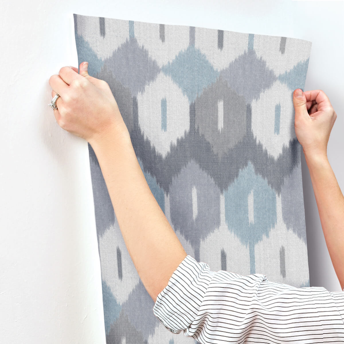 A-Street Prints Haberdashery Abilene Ikat Wallpaper - Denim