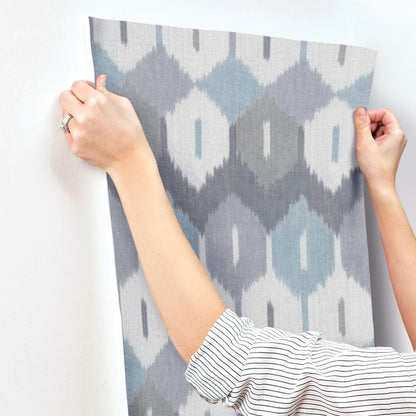 A-Street Prints Haberdashery Abilene Ikat Wallpaper - Denim