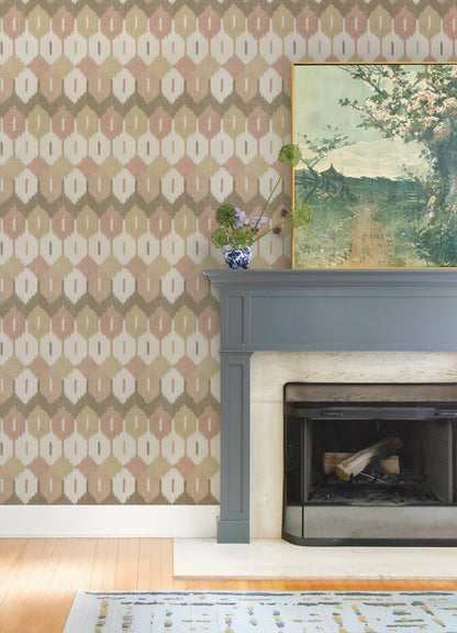 A-Street Prints Haberdashery Abilene Ikat Wallpaper - Apricot