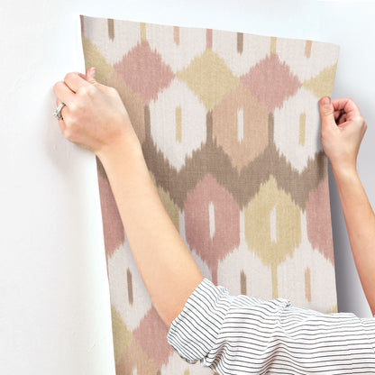 A-Street Prints Haberdashery Abilene Ikat Wallpaper - Apricot