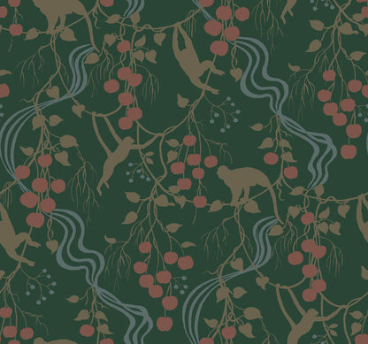 A-Street Prints Haberdashery Linden Jungle Wallpaper - Dark Green