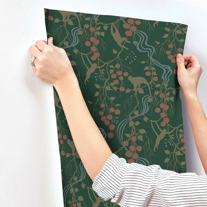 A-Street Prints Haberdashery Linden Jungle Wallpaper - Dark Green