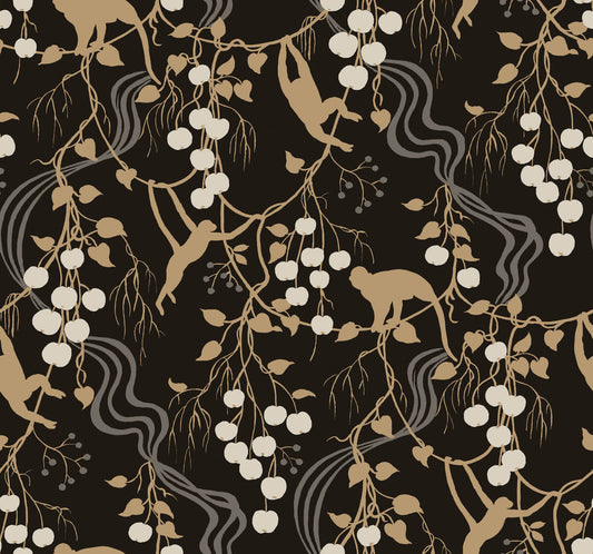 A-Street Prints Haberdashery Linden Jungle Wallpaper - Black