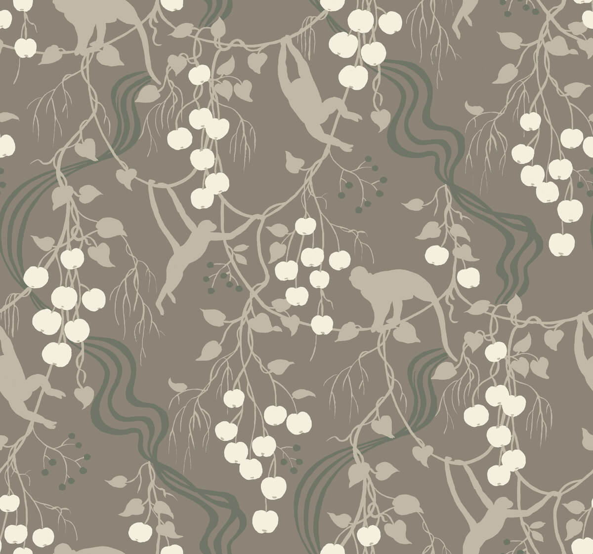 A-Street Prints Haberdashery Linden Jungle Wallpaper - Stone