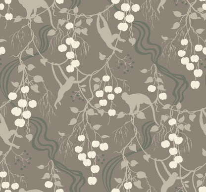 A-Street Prints Haberdashery Linden Jungle Wallpaper - Stone