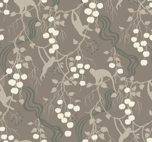 A-Street Prints Haberdashery Linden Jungle Wallpaper - Stone