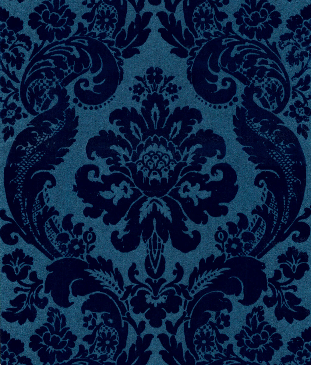 A-Street Prints Haberdashery Shadow Flocked Damask Wallpaper - Blue