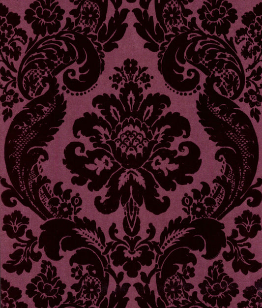 A-Street Prints Haberdashery Shadow Flocked Damask Wallpaper - Merlot