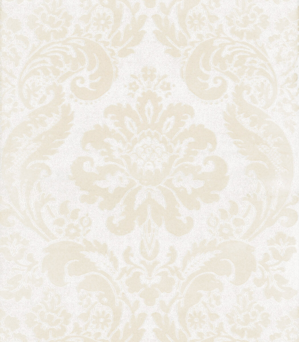 A-Street Prints Haberdashery Shadow Flocked Damask Wallpaper - Cream