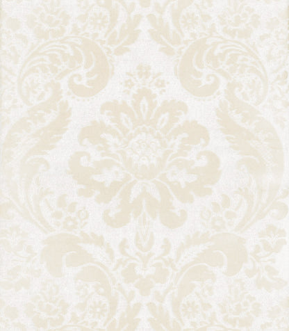 A-Street Prints Haberdashery Shadow Flocked Damask Wallpaper - Cream