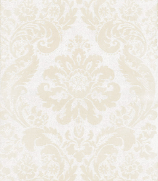 A-Street Prints Haberdashery Shadow Flocked Damask Wallpaper - Cream