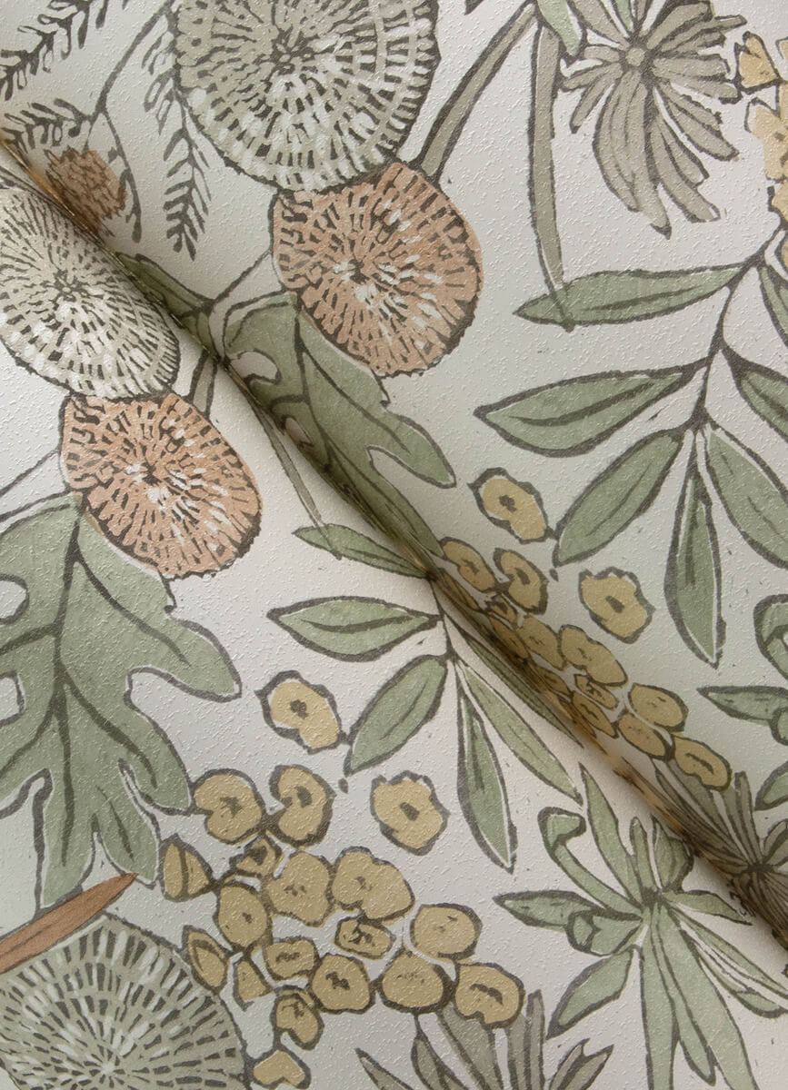 Chesapeake Printworks Goldfinch Birds & Blooms Wallpaper - Peach