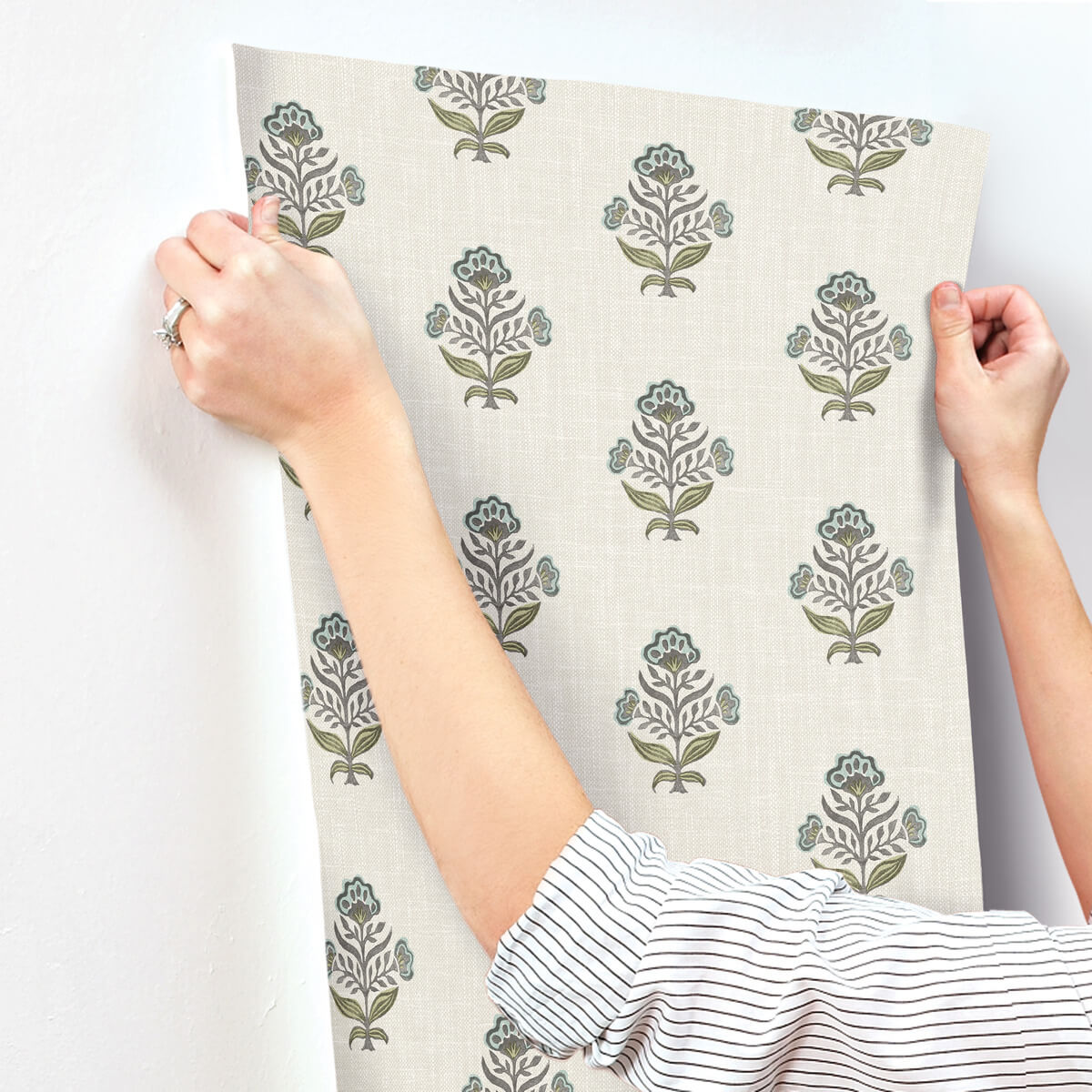 Chesapeake Printworks Hollyhock Wallpaper - Aqua