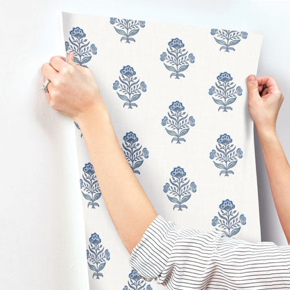 Chesapeake Printworks Hollyhock Wallpaper - Blue