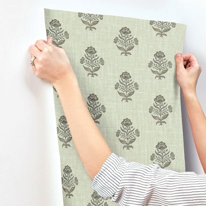 Chesapeake Printworks Hollyhock Wallpaper - Green