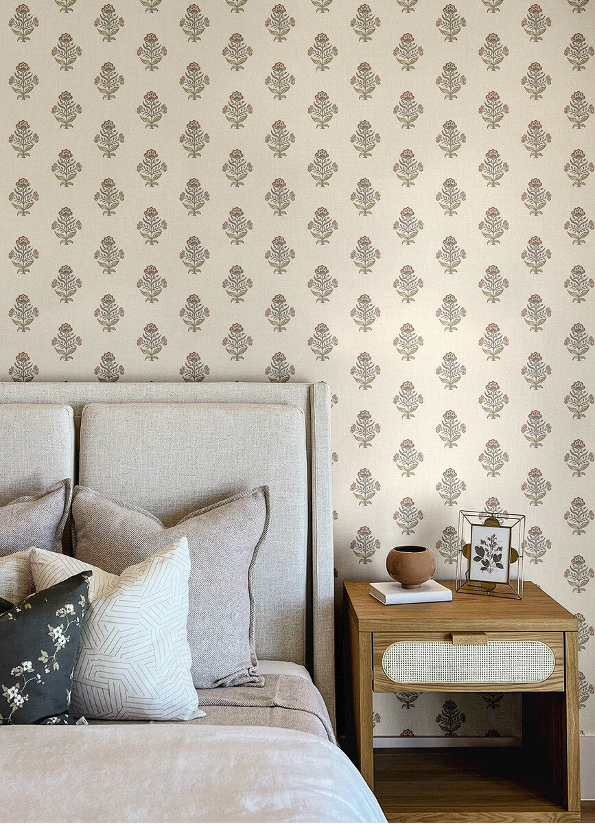 Chesapeake Printworks Hollyhock Wallpaper - Rust