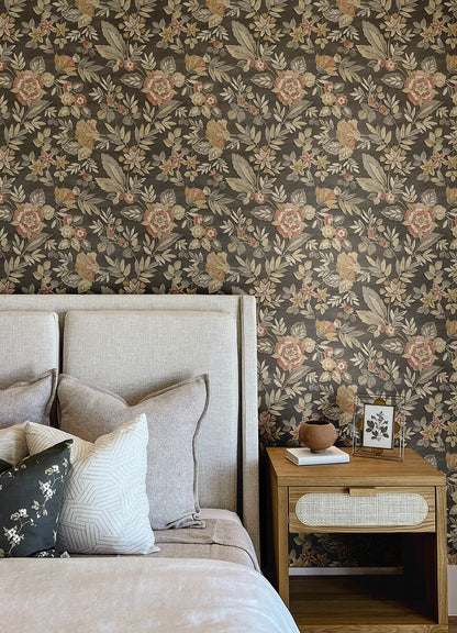 Chesapeake Printworks Begonia Floral Wallpaper - Black