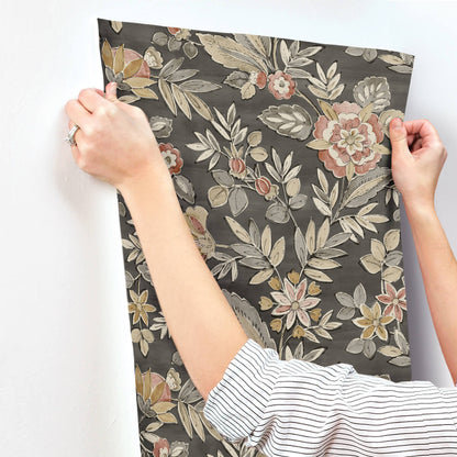 Chesapeake Printworks Begonia Floral Wallpaper - Black