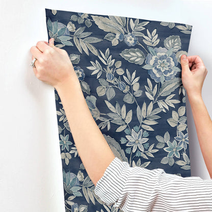 Chesapeake Printworks Begonia Floral Wallpaper - Indigo