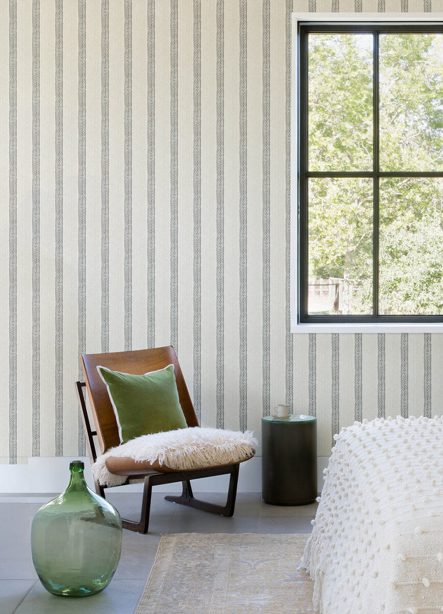 Chesapeake Printworks Mandevilla Stripe Wallpaper - Aqua
